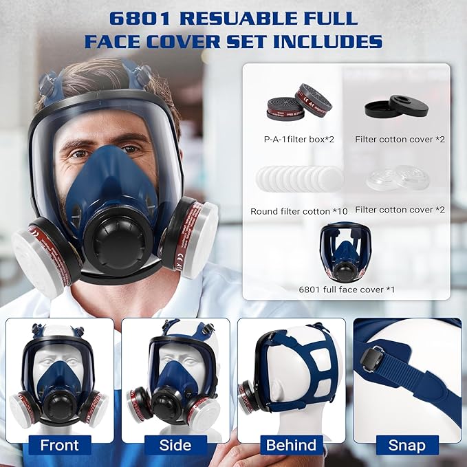 Respirator Mask, Reusable Face Respirators with Filters, Gas Masks Against Chemicals/Organic Vapor/Formaldehyde
