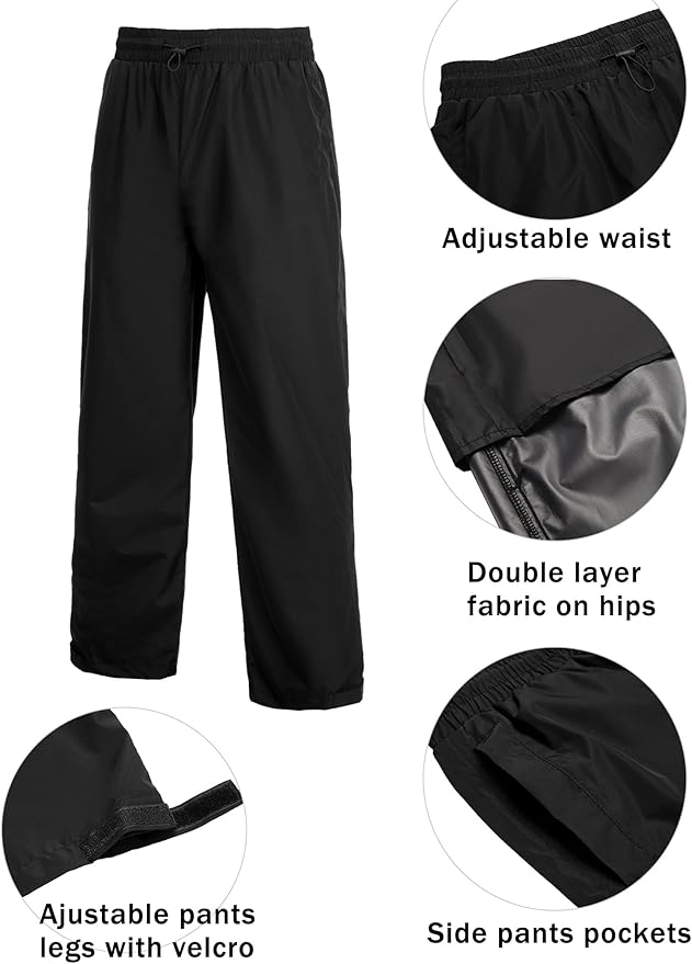 COOFANDY Men's Rain Suit 2 Piece Waterproof Breathable Rain Gear Lightweight Rain Jacket Pants Rainwear Suit