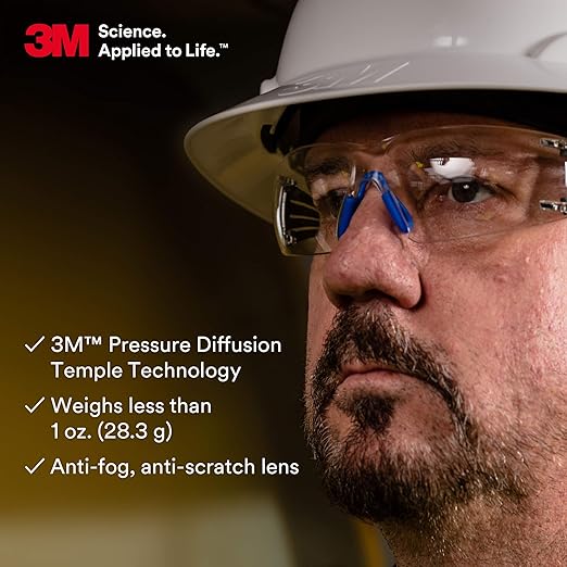 3M Safety Glasses for Men and Women, SecureFit 400, 20 Pack, ANSI Z87, Scotchgard Anti-Fog Anti-Scratch, Clear Lens, Blue/Gray Frame, Flexible Temples, UV Protection, Polycarbonate Lens