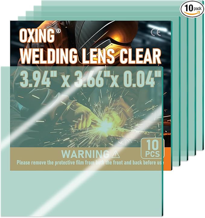 10Pcs - 3.94" x 3.66" - Universal Welding Helmet Clear Lens - Replacement Welding Helmet Lens