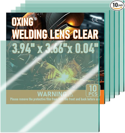 10Pcs - 3.94" x 3.66" - Universal Welding Helmet Clear Lens - Replacement Welding Helmet Lens
