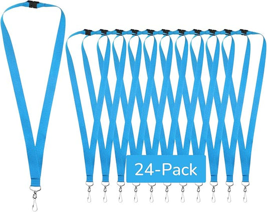 24-Pack Breakaway Lanyards, Polyester Neck Straps for ID Cards, Keys, Office, School & Events