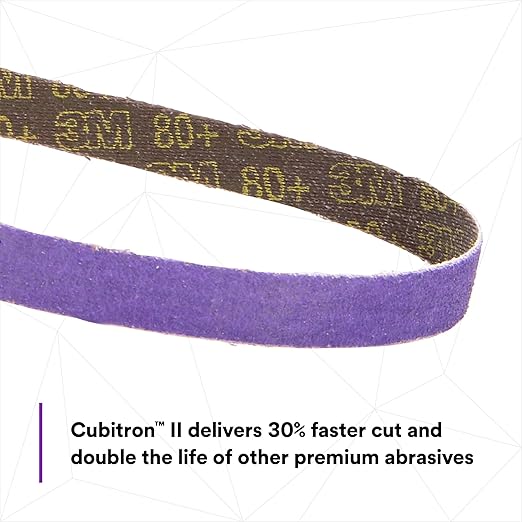 3M Cubitron II File Belt, 33446, 80+ Grit, 1/2 in x 18 in, File Belts, Resin Bonded, Spot Weld Removal, Pack of 20