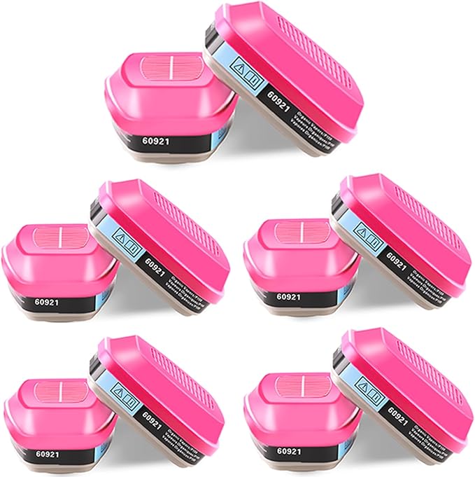 5 Pairs Respirator Cartridges 60921, Respirator Filters, Gas Mask Filter Helps Protect Against Organic Vapors, Acid Gases, Particulates, Dust