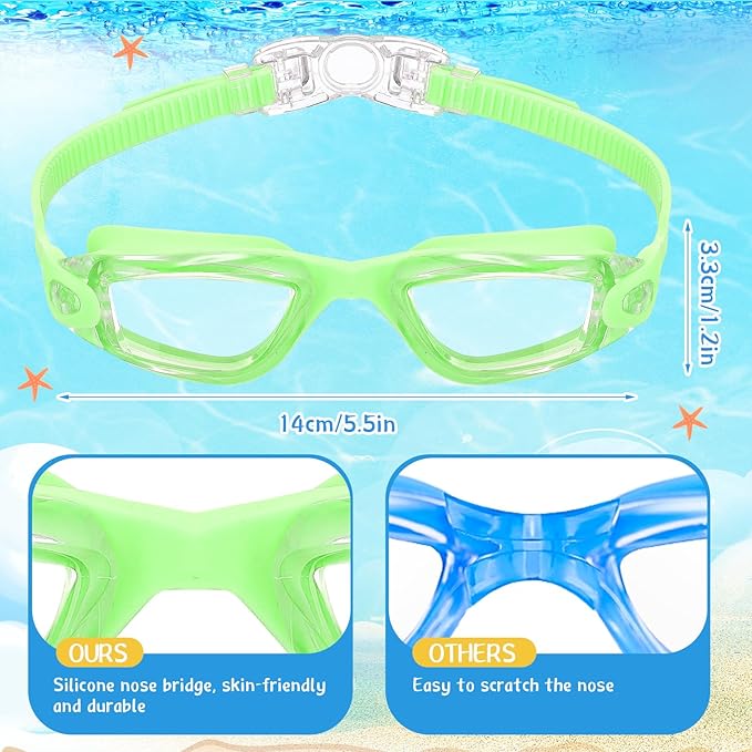 Flutesan 6 Pack Swimming Goggles Adult Kids Anti Fog Pool Goggles with Ear Plugs Nose Clip No Leaking Full Protection