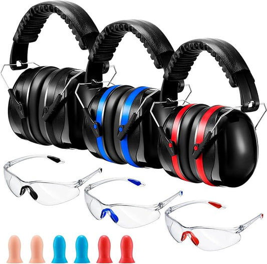 TrelaCo 3 Set 28db Shooting Ear Protection Safety Earmuffs Set for the Range, Shooting and Hunting