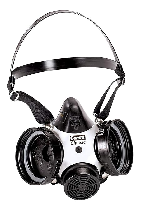 MSA 808071 Comfo Classic Series Half-Mask Respirator - Size: Medium, Harness Style: SoftFeel Silicon, Twin-Port, Reusable Gas Mask, MSA Comfo Cartridge Compatible