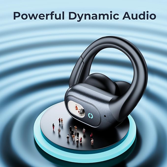 occiam Active Noise Cancelling Ear Buds Bluetooth Headphones Wireless Earbuds 90Hrs Playback Stereo Bass Earphones with Over-Ear Hooks IPX7 Waterproof Earbud for Sports Running Gym Workout Black