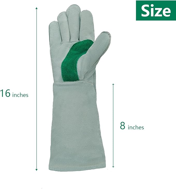 Welding Gloves 16 Inches 2 Pack,Heat Resistant Oven Mitts, 932℉ - Fireproof Leather Work Gloves for bbq/Grill, Baking,Furnace,Stove,Pot Holder,Fireplace, Animal Handling, Welding Accessories.