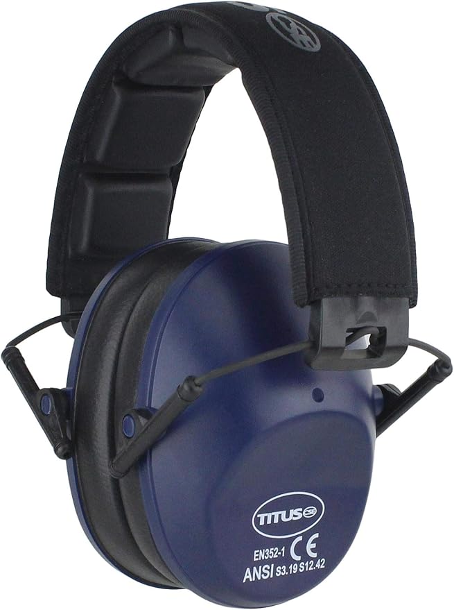 TITUS 2-Series Premium Low Profile Earmuffs, ANSI Rated, High NRR Noise Reduction, Durable Sport Band, Hearing Protection PPE