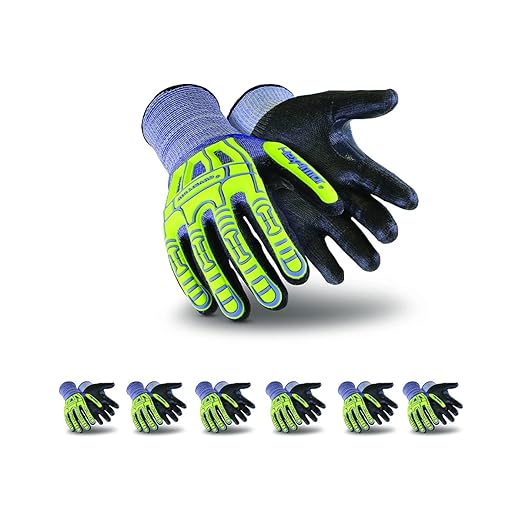 HexArmor Cut-Resistant Impact Protection PU Palm Work Gloves 6-Pack | Rig Lizard® Series 2095 | Medium