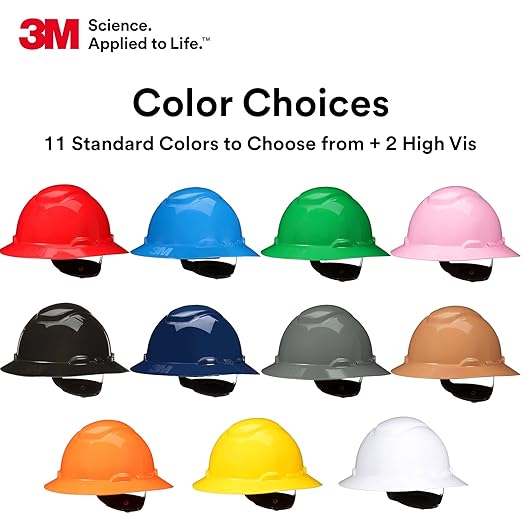 3M Hard Hat SecureFit H-801SFR-UV, White, Non-Vented Full Brim Style Safety Helmet with Uvicator Sensor, 4-Point Pressure Diffusion Ratchet Suspension, ANSI Z87.1