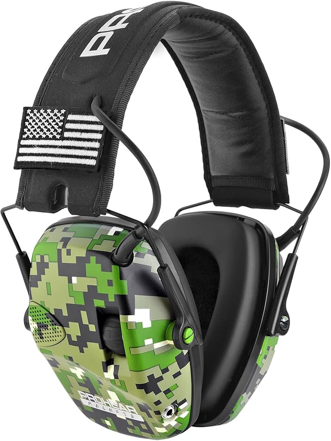 PROHEAR Electronic Ear Protection for Shooting with 4X Sound Amplification, Gun Range Hearing Protection Muffs, NRR 23dB Noise Reduction Headphones for Hunting, Camo