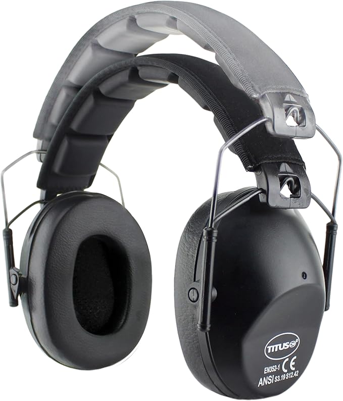 TITUS 2-Series Premium Low Profile Earmuffs, ANSI Rated, High NRR Noise Reduction, Durable Sport Band, Hearing Protection PPE