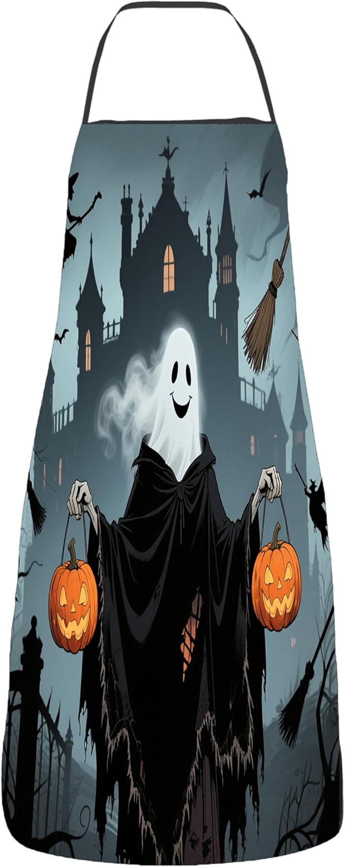 Halloween Aprons Gifts for Women Mens Print Witch Ghost and Pumpkin Cooking Apron, Funny Gift for Him Her,His Hers (1 Pcs)