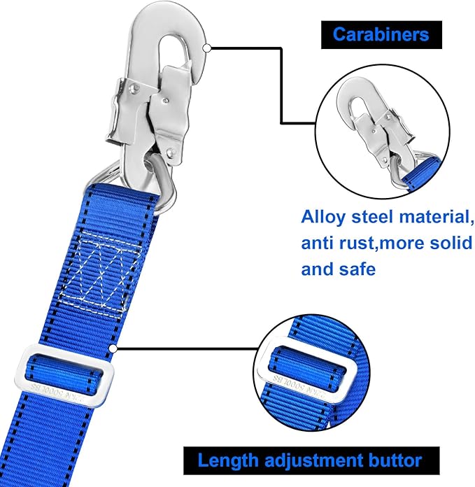 Trsmima Hunting Safety Harness, Tree Climbing Belt Restraint Lanyards, Safety Adjustable Lanyard, Add Level