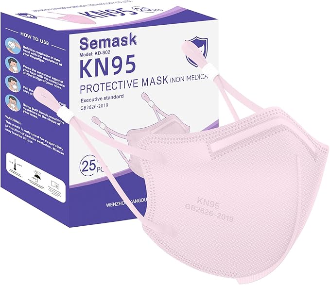 KN95 Adjustable Masks 25 Pack, Individually Wrapped Disposable Masks with Adjustable Ear Loops
