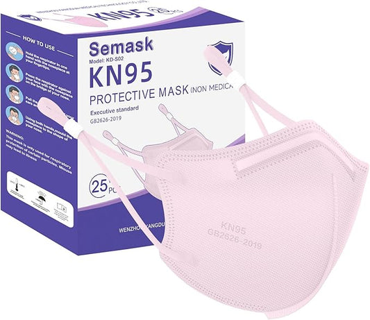 KN95 Adjustable Masks 25 Pack, Individually Wrapped Disposable Masks with Adjustable Ear Loops