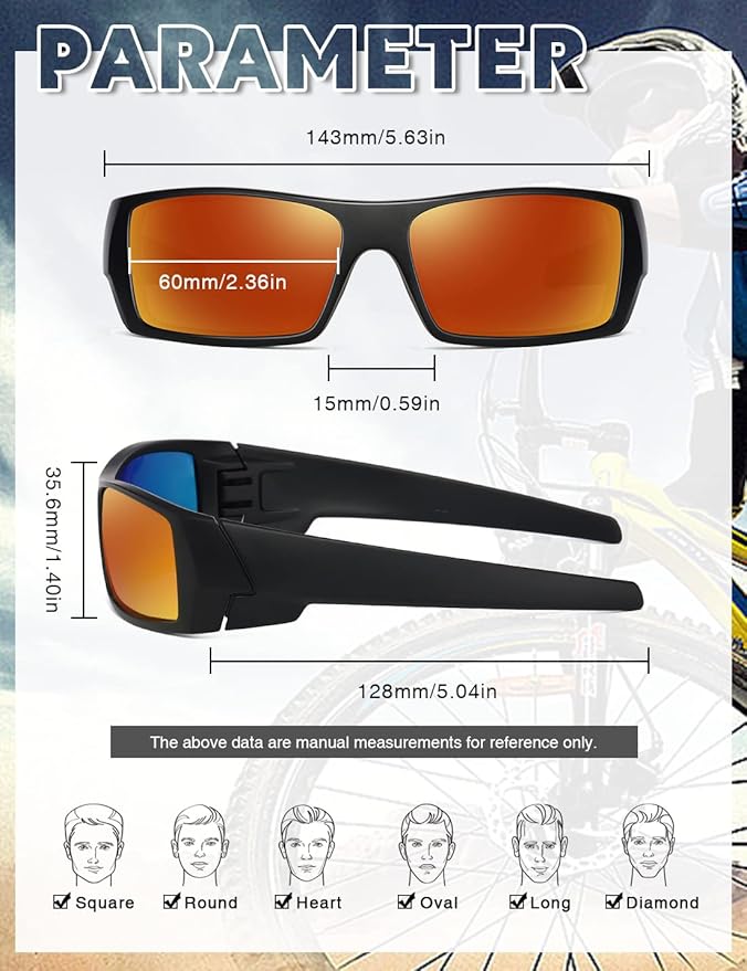 Polarized Sunglasses Men Womens Trendy Retro Sports Rectangular Wrap Around Vintage Shot Shield
