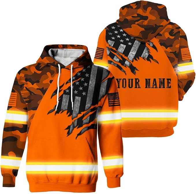 Maddly High Visibility US Flag Collection Safety Workwear Custom Name for Workers, Runners, Truckers, Patriotic