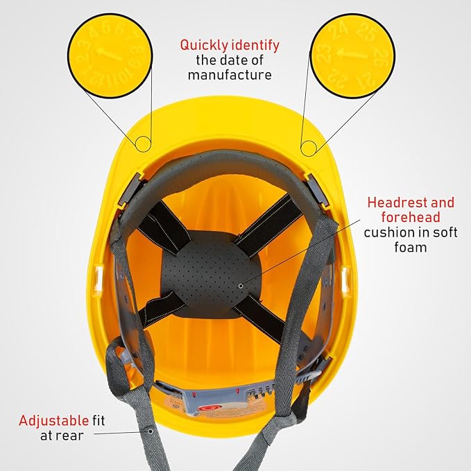 Leumoi 14 Pieces 4 Pt. Suspension Hard Hat Bulk Safety Helmets ABS Construction Hardhats Adjustable Ratchet Hard Hats with Vents and Cotton Brow Pad for Men Work Head Protection Supplies