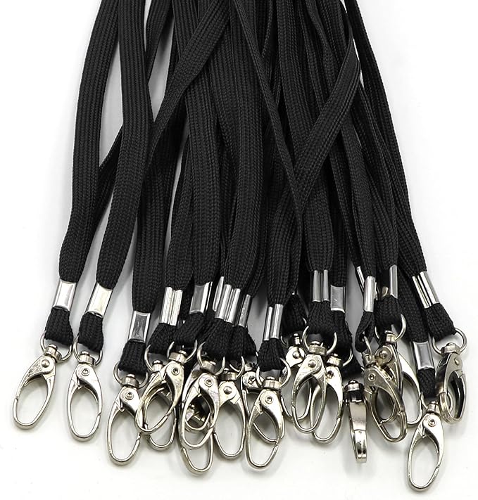 Bird Fiy Black Lanyard 100 Pack Bulk Lanyards for Id Badges Holders Each Lanyard 17 Inch with 360° Swivel Hook