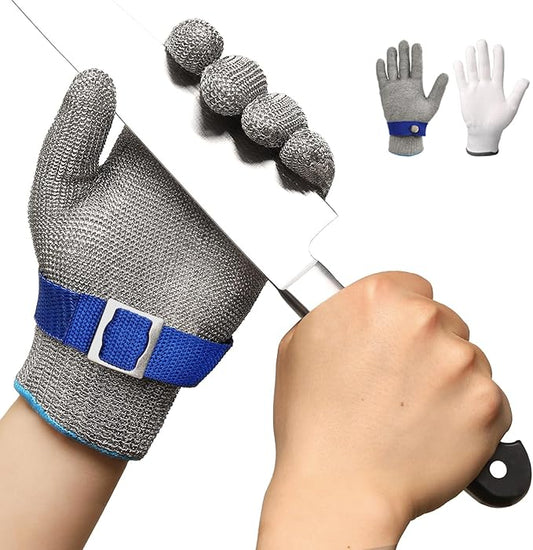 Schwer ANSI A9 Cut Resistant Glove, Food Grade Stainless Steel wire Mesh Metal Gloves, Knife Cutting Gloves for kitchen Mandoline Slicing Butcher Meat Cutting Oyster Shucking Fish Fillet（S, 1 PCS）