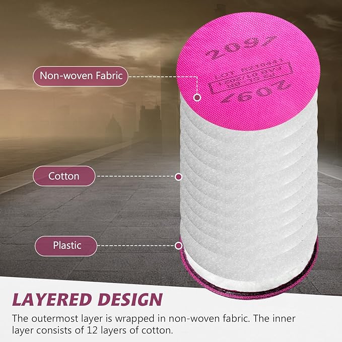 16PCS(8Pack) 2091 Respirator Filters, 2091 Replacement Filters Cotton Installed on 6200, 6800, 6502, 7502 Respirator Body Use for Epoxy Resin, Organic Vapor, Asbestos, Dust, Paint