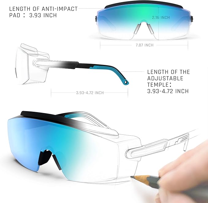 Anti Fog Safety Glasses Safety Goggles Over Glasses Protective Glasses with Anti Scratch Lenses Adjustable