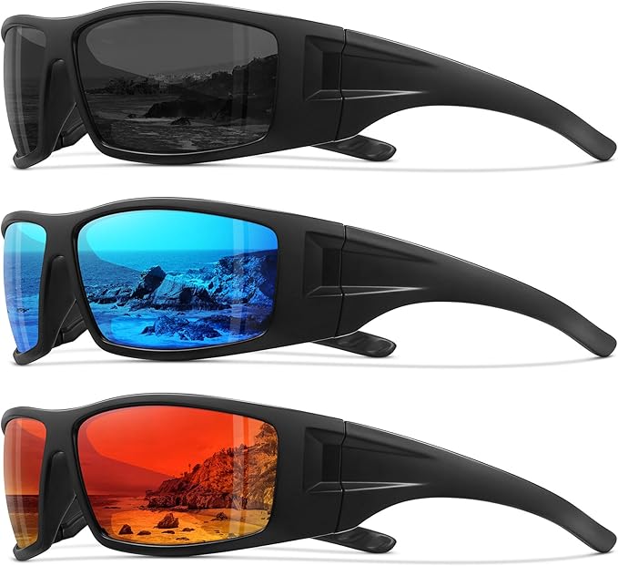 Polarized Sports Sunglasses for Men Women Unbreakable Frame Cycling Fishing Wrap Around Sunglasses UV400 Protection