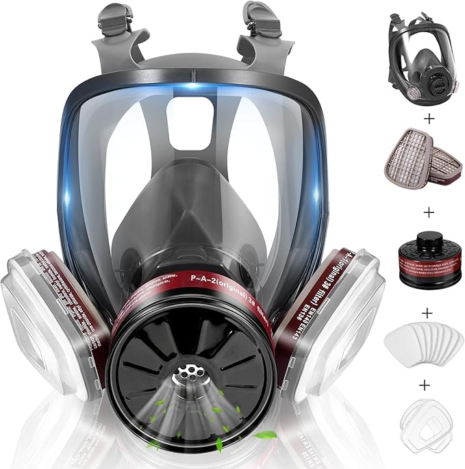 Gas Masks Survival Nuclear and Chemical, Full Face Gas Mask with Activated Carbon Filter