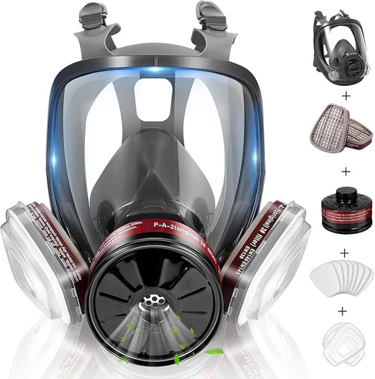 Gas Masks Survival Nuclear and Chemical, Full Face Gas Mask with Activated Carbon Filter
