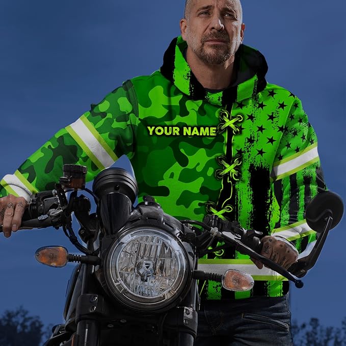 Maddly High Visibility US Flag Collection Safety Workwear Custom Name for Workers, Runners, Truckers, Patriotic