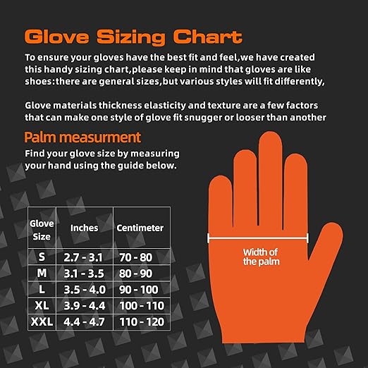 10mil Nitrile-Gloves Disposable-Orange Chemical-Resistant Rubber - Mechanic Gloves Heavy Duty, Latex Free, Diamond Grip (500, X-Large)