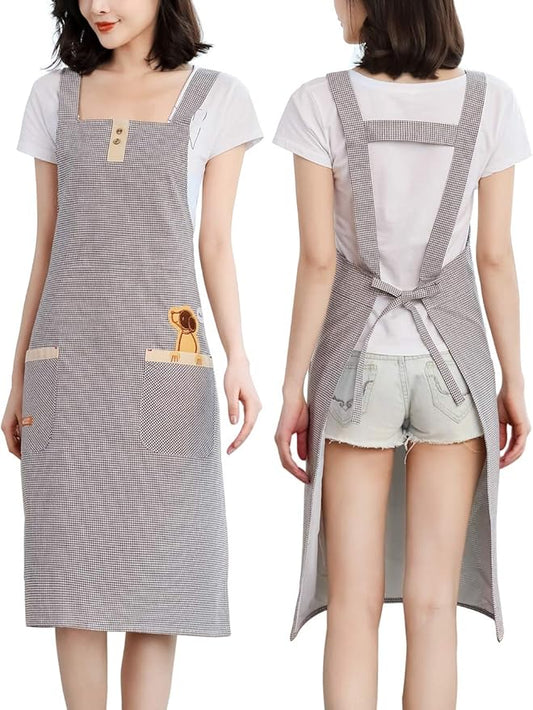 NEWGEM Adult Smock Apron for Work with Waist Ties for Cooking Baking Painting Gardening