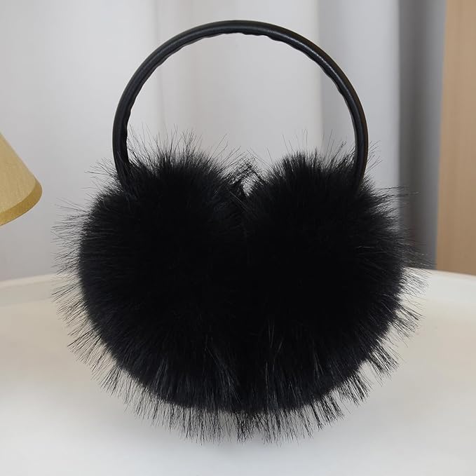Women's Faux Fur Ear Muffs For Winter Women - Warm Faux Fur Fuzzy Ear Muffs Windproof Cold Weather Ear Warmers