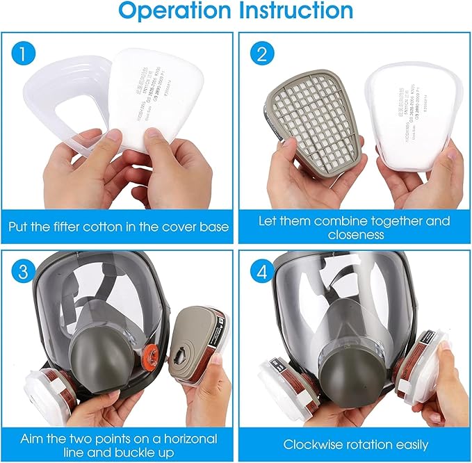 Full Face Respirator Mask: 6800 Gas mask Respirator Mask with Filters 6001 - Dust Mask Anti Fog Against Organic Vapor Fumes Gases for Spray Paint Chemicals Epoxy Resin Welding Sanding（2 pcs）