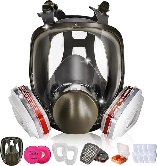 Full Face Respirator Mask - Gas Masks Survival Nuclear and Chemical for Asbestos, Fume, Resin, Dust and Chemical