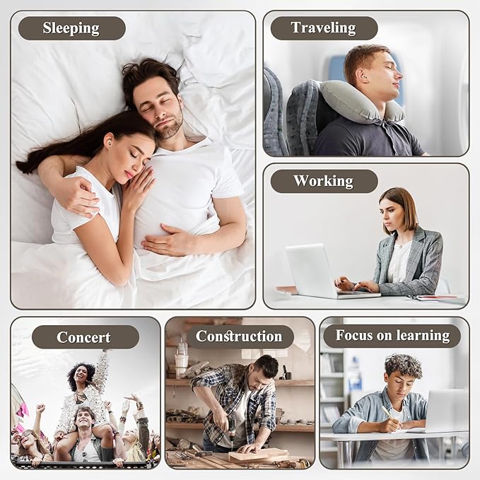 Block Snoring Suppleness Earplug Noise Reduction for Work Yellow Ring Hearing Protection,Reusable and Noise Canceling,3 Pairs S-L Ear Plugs,-26 db,Sleep Earplugs for Study,Travel