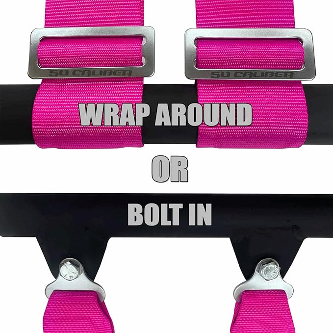 1pc Pink 4 Point Harness for Bucket Seat, Latch Release, 9 Color Options, Racing Harness, Race Car, Off Road, UTV, RZR [6000A2]