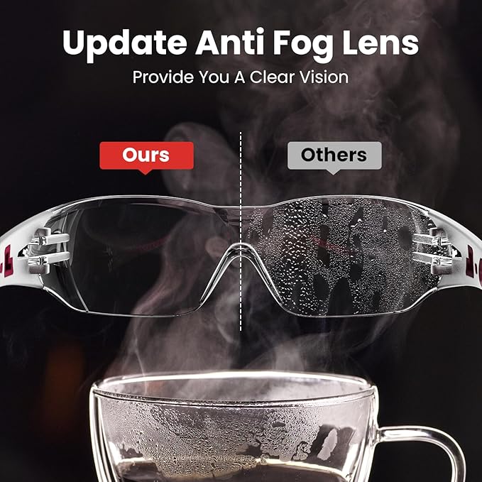 Safety Glasses with Clear Wraparound Lenses and Vented Frame