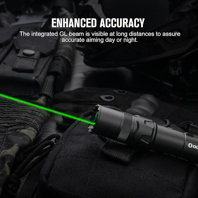 OLIGHT Odin GL M 1500 Lumens MLOK Mount Rechargeable Tactical Flashlight with Green Beam and White LED Combo, Removable Slide Rail Mount and Dual-Button Remote Pressure Switch