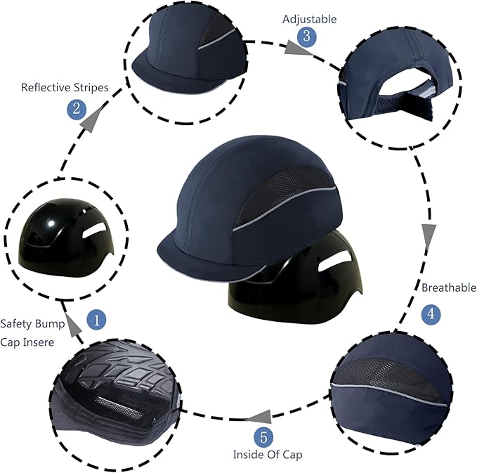Lightweight Hard Hat Safety Bump Cap Safety Hard Hat Head Protection Cap Breathable Baseball Hat Style Comfortable Head Protection Hat for Work