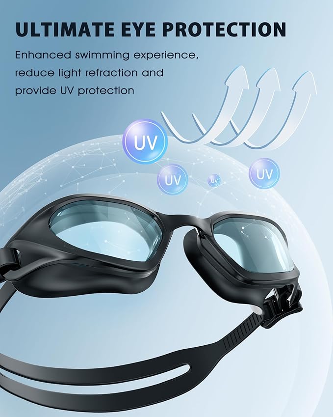 Swim Goggles, Unisex Adult Swimming Goggles Upgraded Anti Fog Anti UV No Leakage Wide View for Men Women Youth