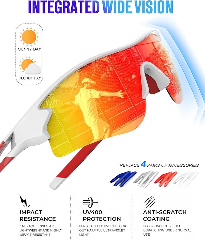 KALIYADI Sports Sunglasses Polarized Sunglasses-Men: Mens Sunglasses with UV400 for Golf Running Fishing