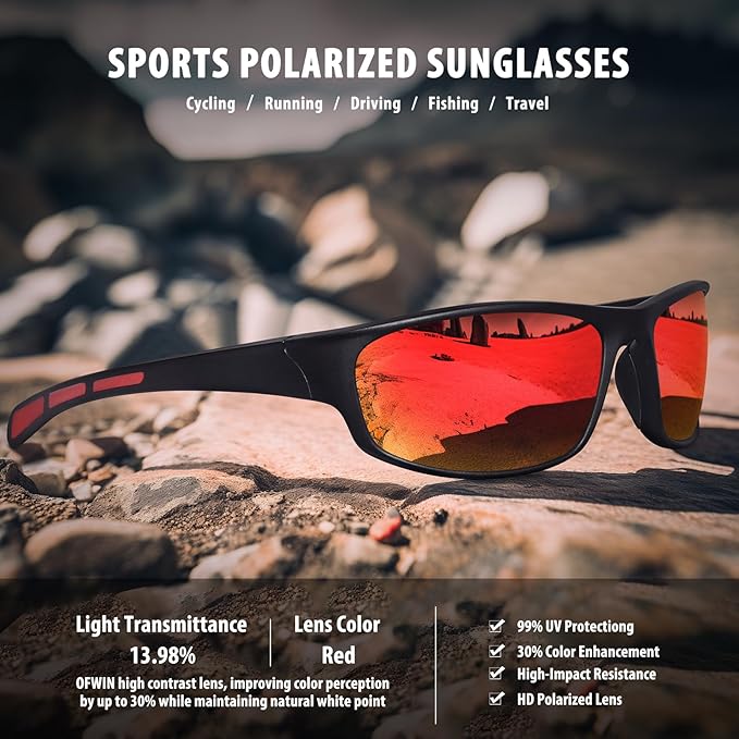 Sports Polarized Sunglasses for Men Women Wrap Around Sun Glasses Fishing Cycling Driving Running UV Protection