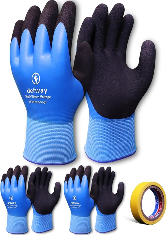defway Insulated Work Gloves 1000V High Voltage Resistant Electrician Gloves Waterproof Work Gloves Rubber Non Slip Design
