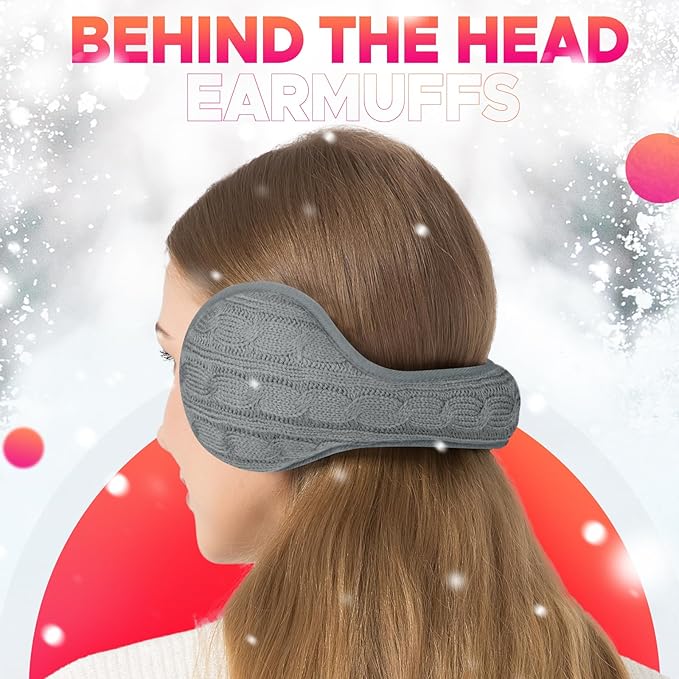 Venswell Knit Ear Muffs for Winter Women Men Soft Earmuffs Cold Weather Fleece Ear Warmers Cover Foldable & Adjustable