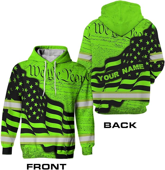 Maddly High Visibility US Flag Collection Safety Workwear Custom Name for Workers, Runners, Truckers, Patriotic