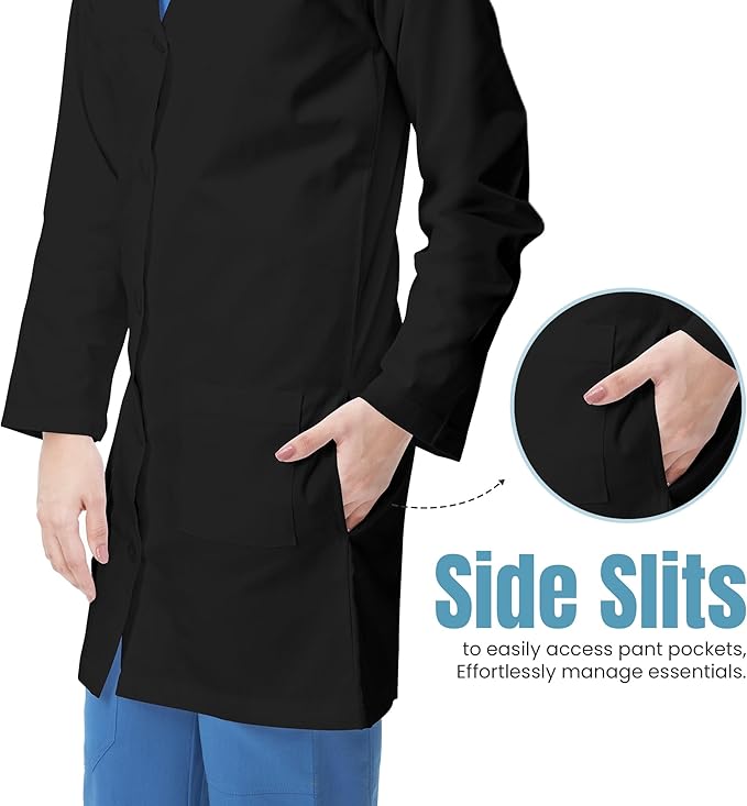 NY Threads Professional Lab Coat for Women, Long Sleeve Medical Coat